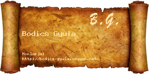 Bodics Gyula névjegykártya