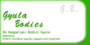 gyula bodics business card